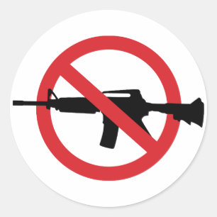 Ban Assault Rifles - No Symbol Red Line Classic Round Sticker