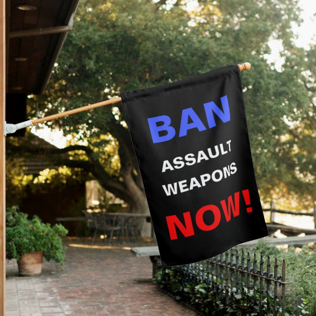 Ban Assault Weapons Now! Guns Political Protest House Flag (In SItu)