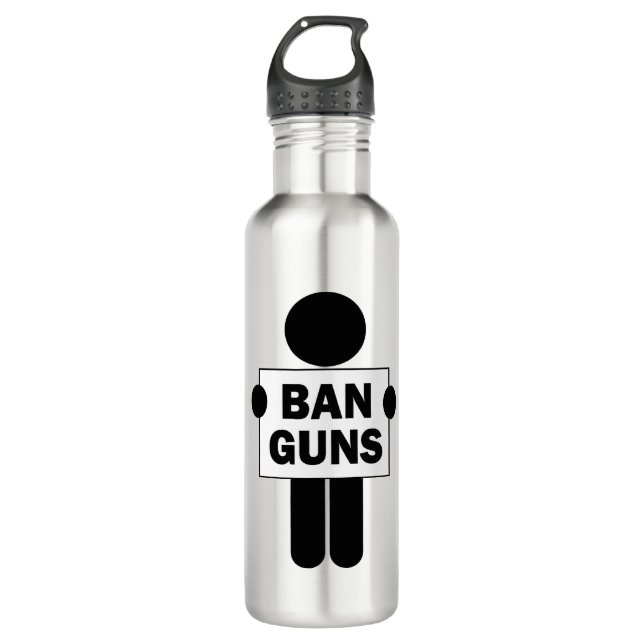 Ban Guns Stainless Steel Water Bottle (Front)