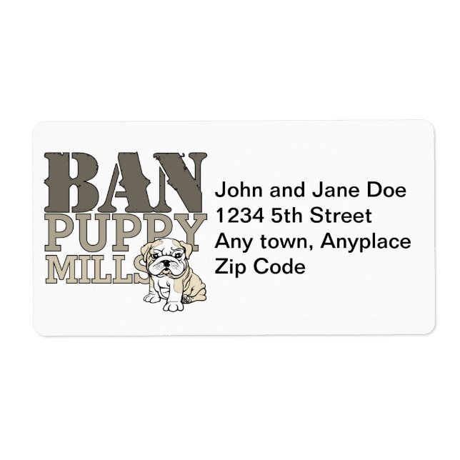 Ban Puppy Mills Label (Front)