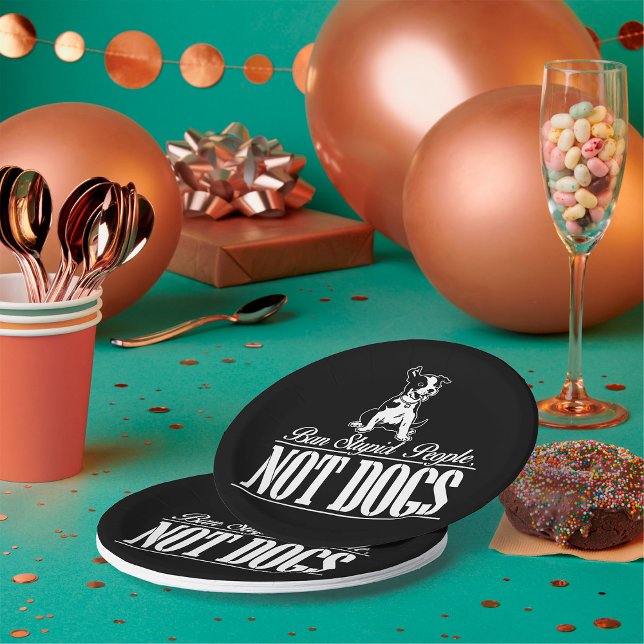 Ban Stupid People Not Dogs Funny Pitbull Quote  Paper Plates (Creator Uploaded)