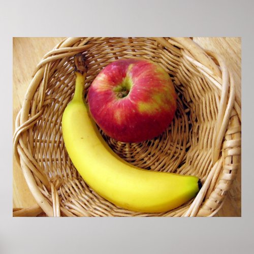 Banana and Apple in a Basket Poster