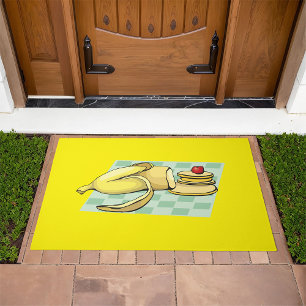 Banana and Pancakes Breakfast Fun Food Doormat