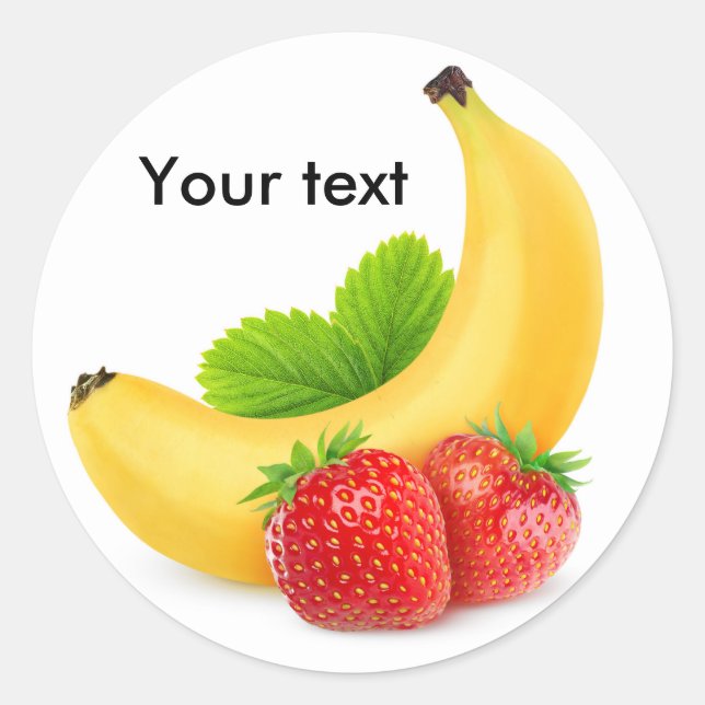 Banana and strawberries classic round sticker (Front)