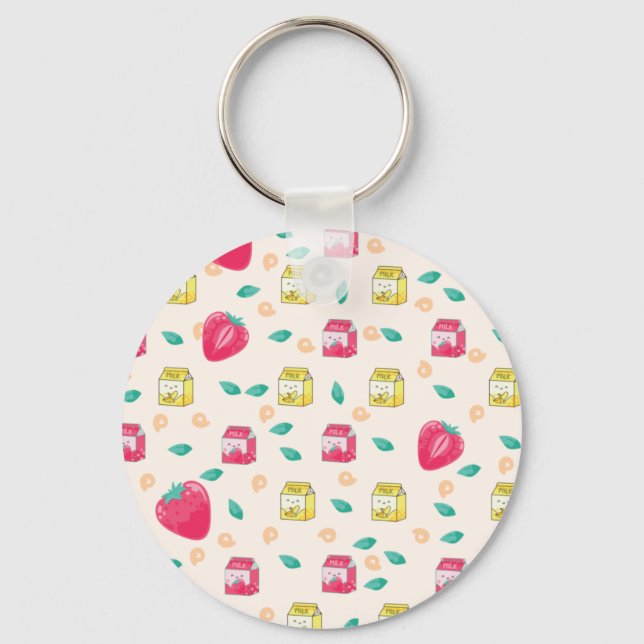 Banana and Strawberry Milk Keychain (Front)
