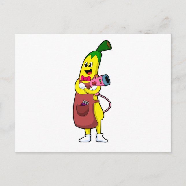 Banana as Hairdresser with Hair dryer Postcard (Front)