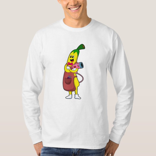 Banana as Hairdresser with Hair dryer T-Shirt (Front)