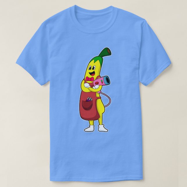Banana as Hairdresser with Hair dryer T-Shirt (Design Front)