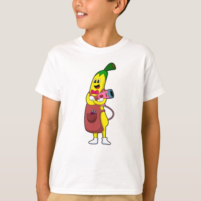 Banana as Hairdresser with Hair dryer T-Shirt (Front)