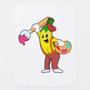 Banana as Painter with Paint brush Baby Blanket