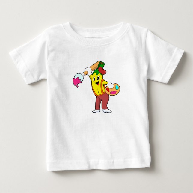 Banana as Painter with Paint brush Baby T-Shirt (Front)