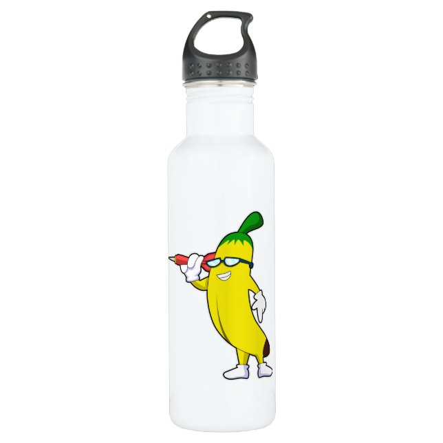 Banana at Darts with Dart Stainless Steel Water Bottle (Front)