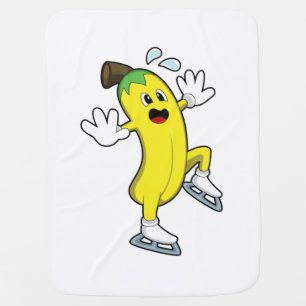 Banana at Ice skating with Ice skates.PNG Baby Blanket