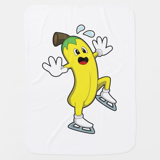 Banana at Ice skating with Ice skates.PNG Baby Blanket (Front)