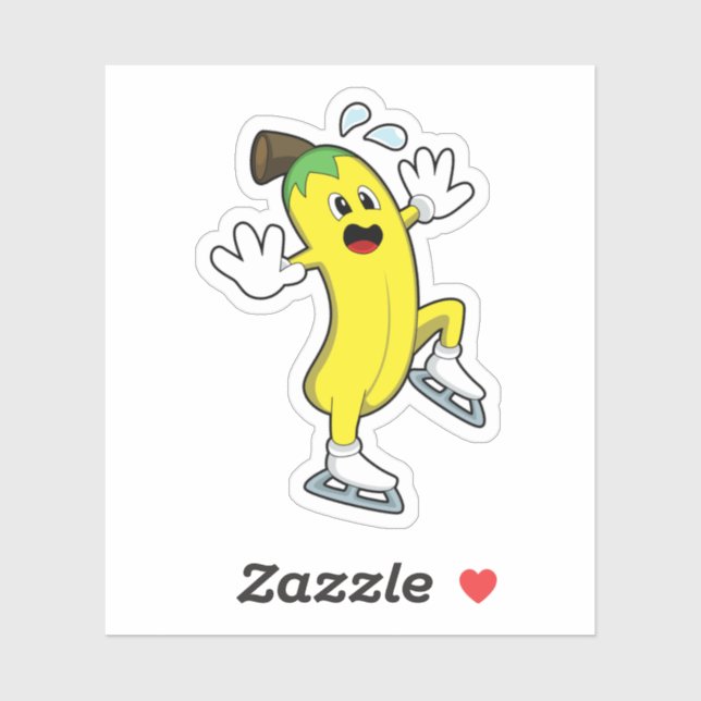 Banana at Ice skating with Ice skates.PNG Sticker (Sheet)