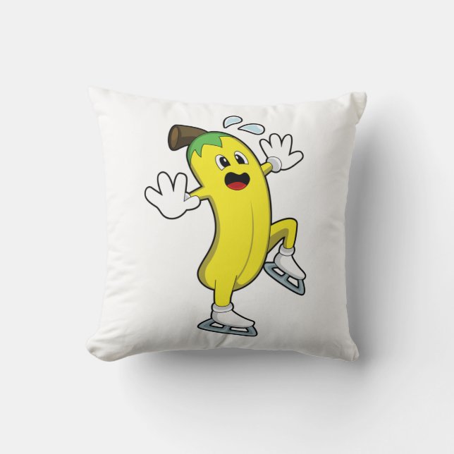 Banana at Ice skating with Ice skates.PNG Throw Pillow (Front)