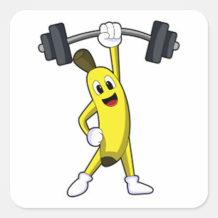 Banana at Strength training with Barbell Square Sticker