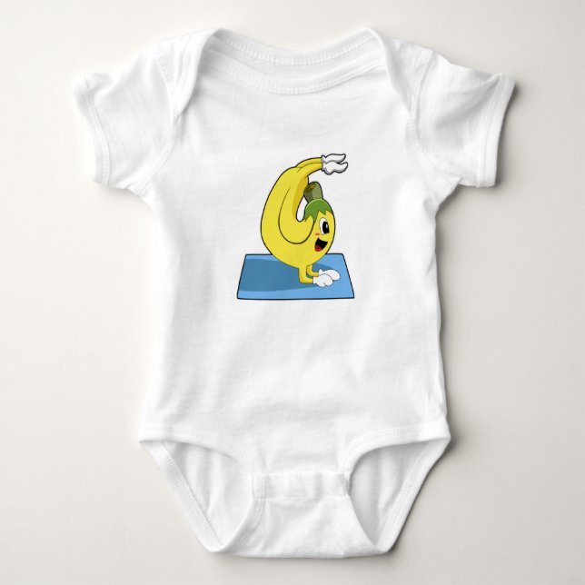 Banana at Yoga on Yoga mat Baby Bodysuit (Front)