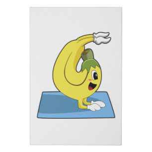 Banana at Yoga on Yoga mat Faux Canvas Print