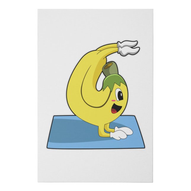 Banana at Yoga on Yoga mat Faux Canvas Print (Front)