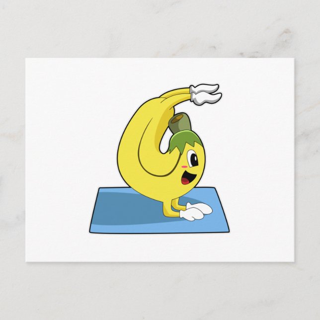 Banana at Yoga on Yoga mat Postcard (Front)