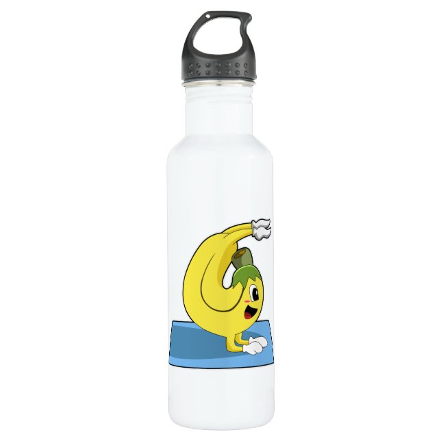 Banana at Yoga on Yoga mat Stainless Steel Water Bottle (Front)
