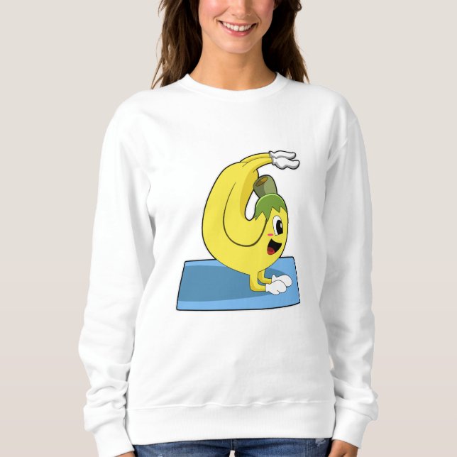 Banana at Yoga on Yoga mat Sweatshirt (Front)