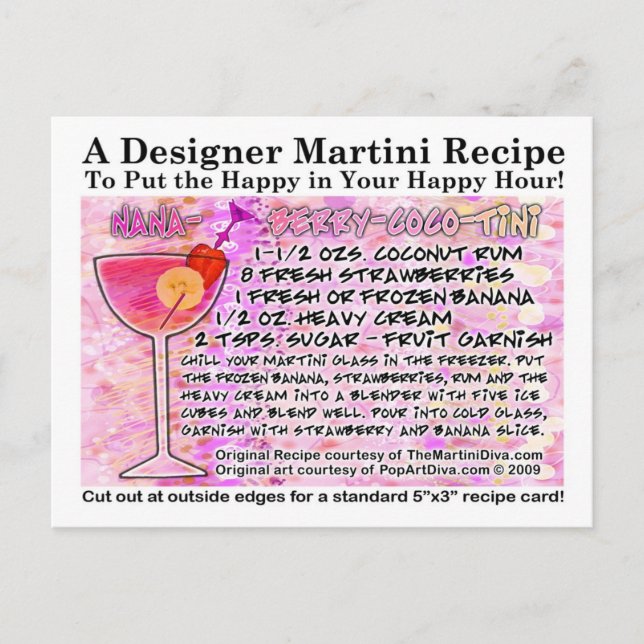 Banana Berry Coconut Smoothie Martini Recipe Card (Front)