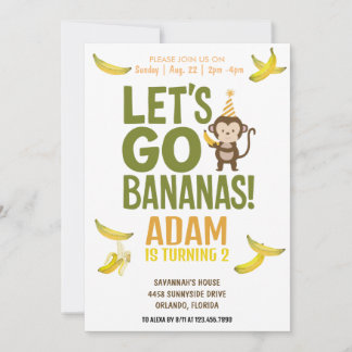 banana birthday party EDITABLE bananas invite