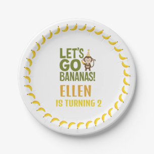 banana birthday party EDITABLE circle of bananas  Paper Plates