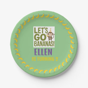 banana birthday party EDITABLE circle of bananas  Paper Plates