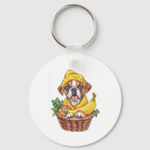 Banana Boxer � Funny Fruit Dog Keychain