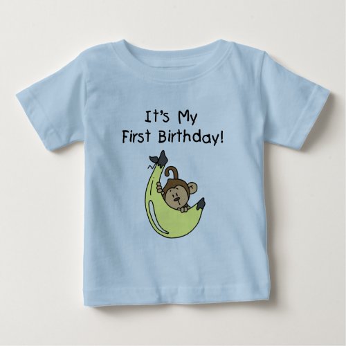Banana _ Boy Monkey 1st Birthday Baby T_Shirt