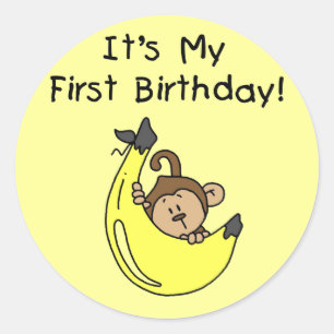 Banana - Boy Monkey 1st Birthday Classic Round Sticker