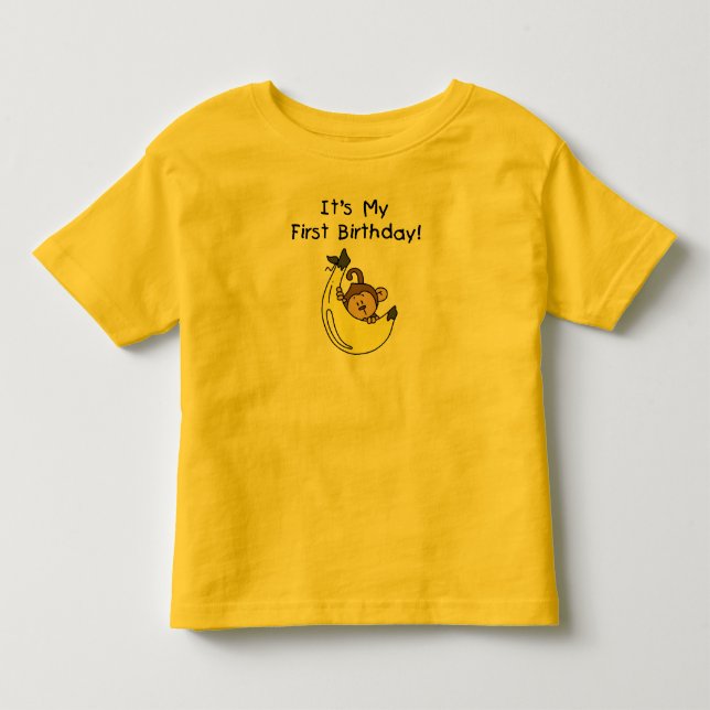 Banana - Boy Monkey 1st Birthday Toddler T-shirt (Front)