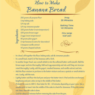 Banana Bread Art Recipe Canvas Print