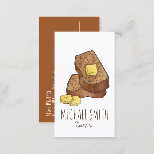 Banana Bread Baked Goods Baker Chef Bakery Foodie Business Card