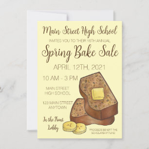 Banana Bread Bakery Popup Workshop Bake Sale  Invitation