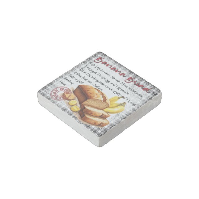 Banana Bread Baking Recipe Stone Magnet (Angled)