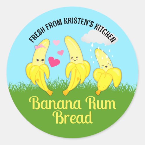 Banana bread from the kitchen of personalized classic round sticker