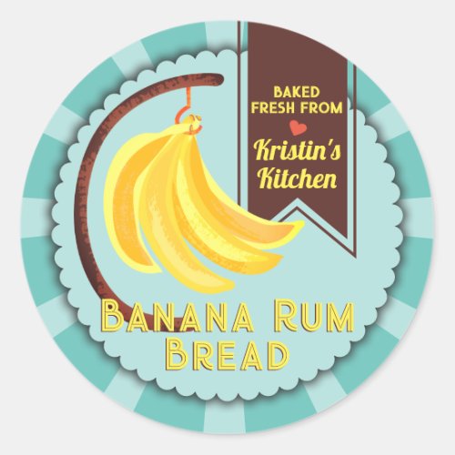 Banana bread home canning from the kitchen of classic round sticker