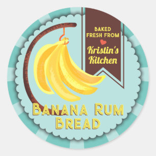 Banana bread home canning from the kitchen of classic round sticker