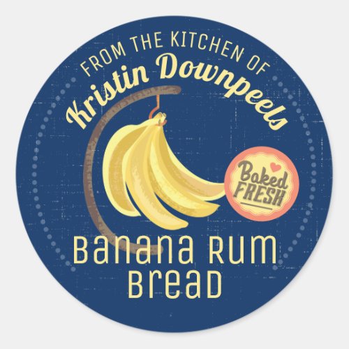 Banana bread home canning from the kitchen of classic round sticker