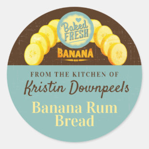 Banana bread home canning from the kitchen of classic round sticker
