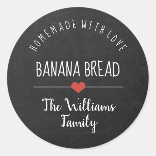 banana bread homemade with love chalkboard classic round sticker