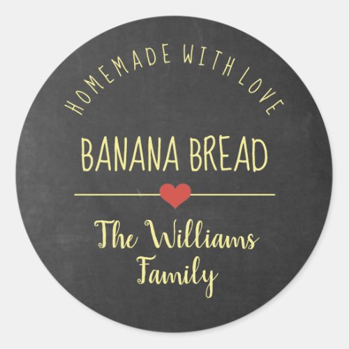 banana bread homemade with love chalkboard classic round sticker