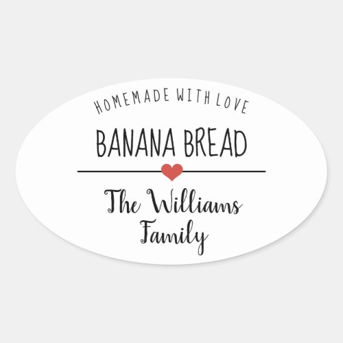 banana bread homemade with love simple white oval sticker