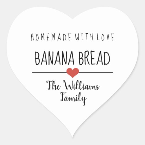 banana bread homemade with love white heart sticker