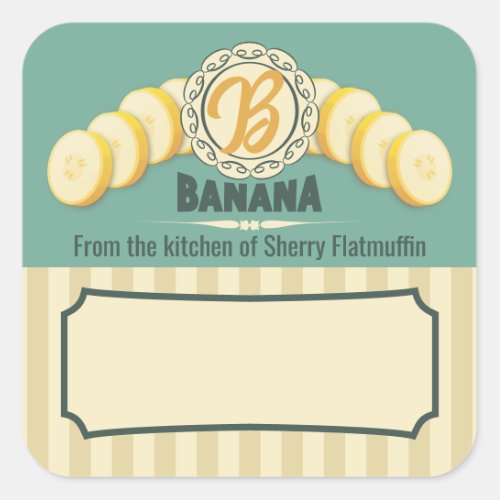 Banana bread jam from the kitchen of canning square sticker