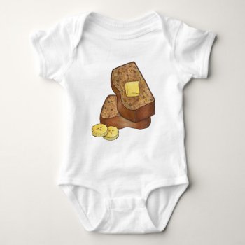 Banana Bread Loaf Slice Butter Baker Baking Food Baby Bodysuit by rebeccaheartsny at Zazzle